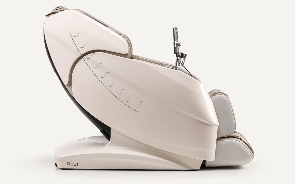 Fauteuil vue de profil avec repérage sur le positionnement du chauffage situé dans le dos