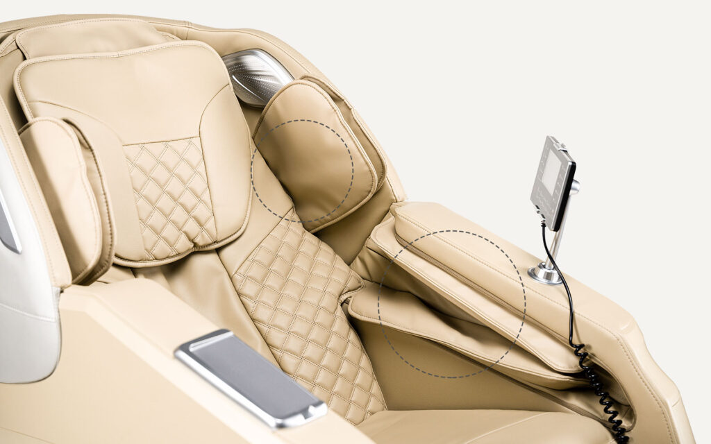 Zoom sur les coussins d'air airbags du fauteuil