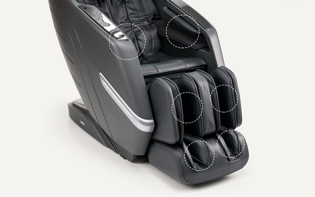Zoom sur les coussins d'air airbags du fauteuil