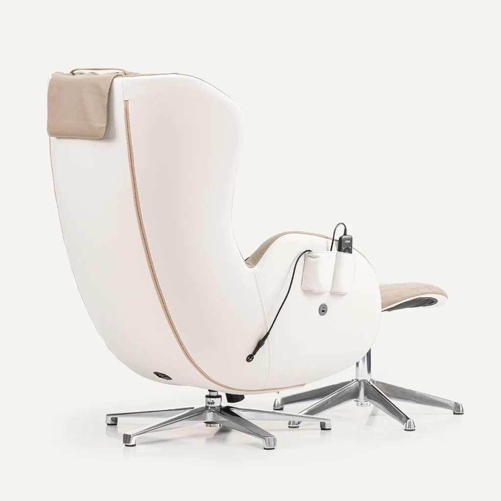 Fauteuil de massage IREST A185, vue profil arrière blanc
