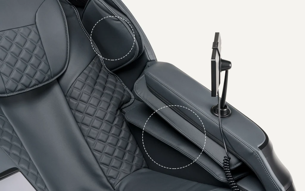 zoom sur les coussins d'air airbags du fauteuil