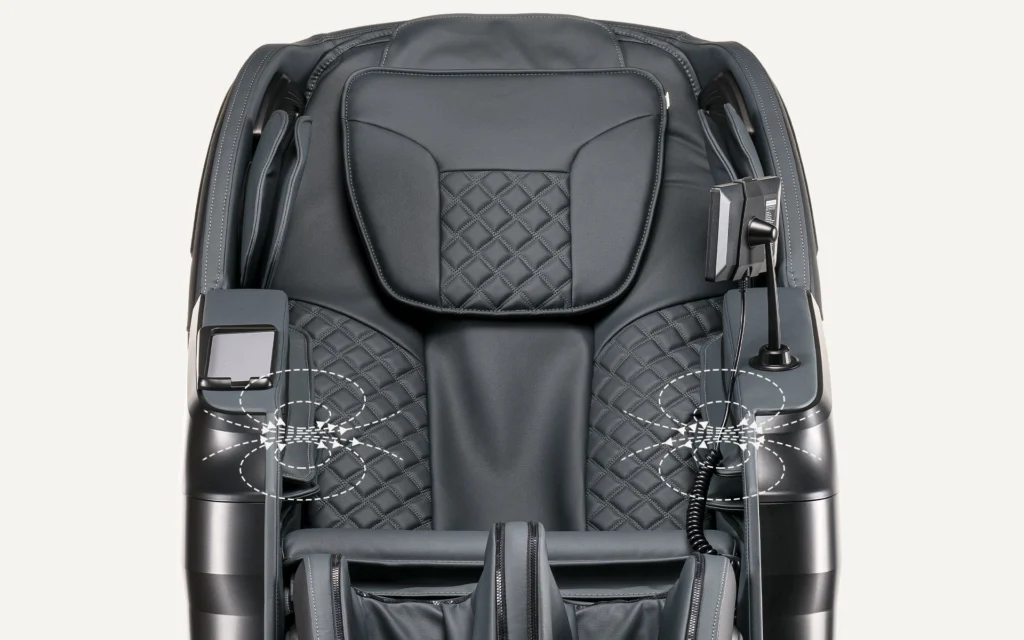 indication du positionnement de la magnétothérapie intégré au fauteuil