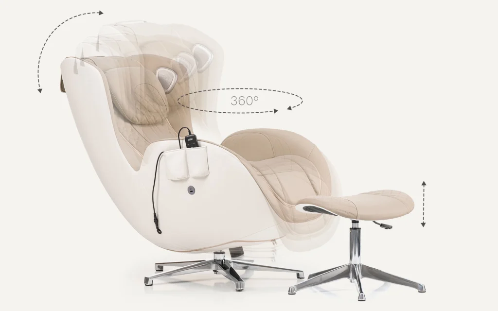 fonctions pivotante et inclinable du fauteuil de massage Irest A185