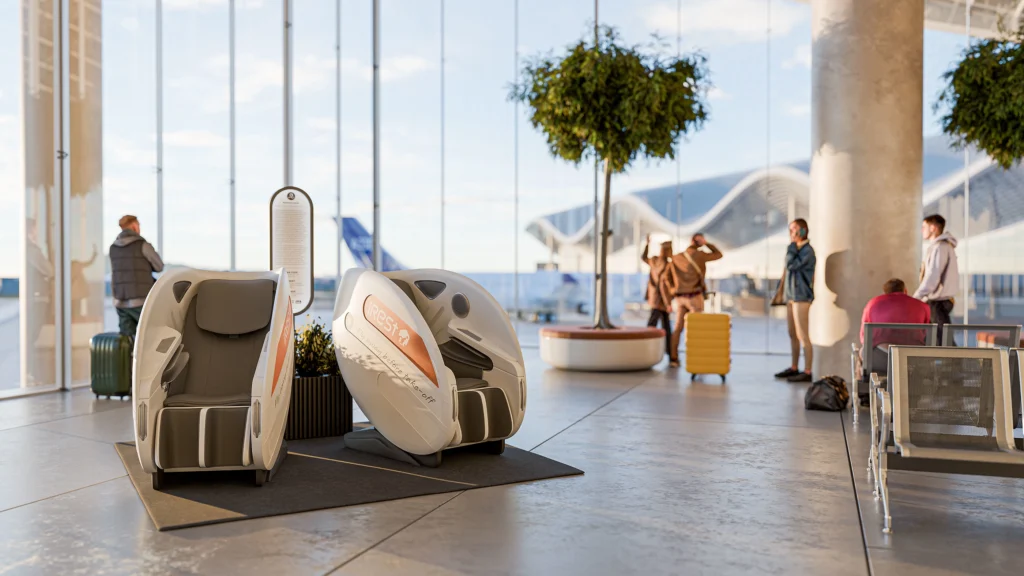 Intégration des fauteuils de massage T103 Irest dans un aeroport